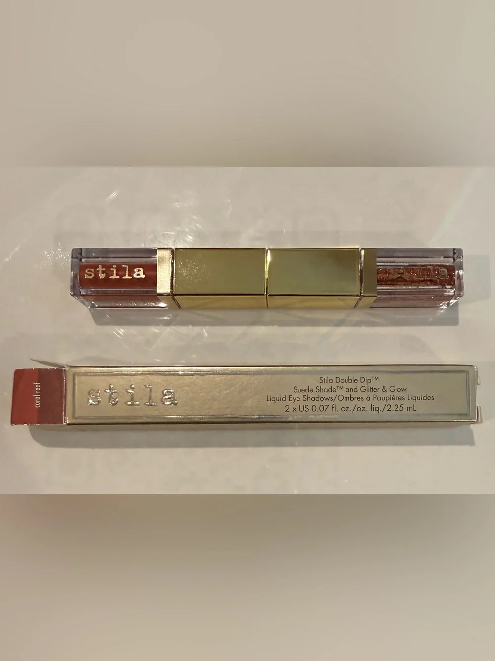 Stila Double Dip Liquid Eye Shadow Duo - Gold Packaging with Bronze Shade